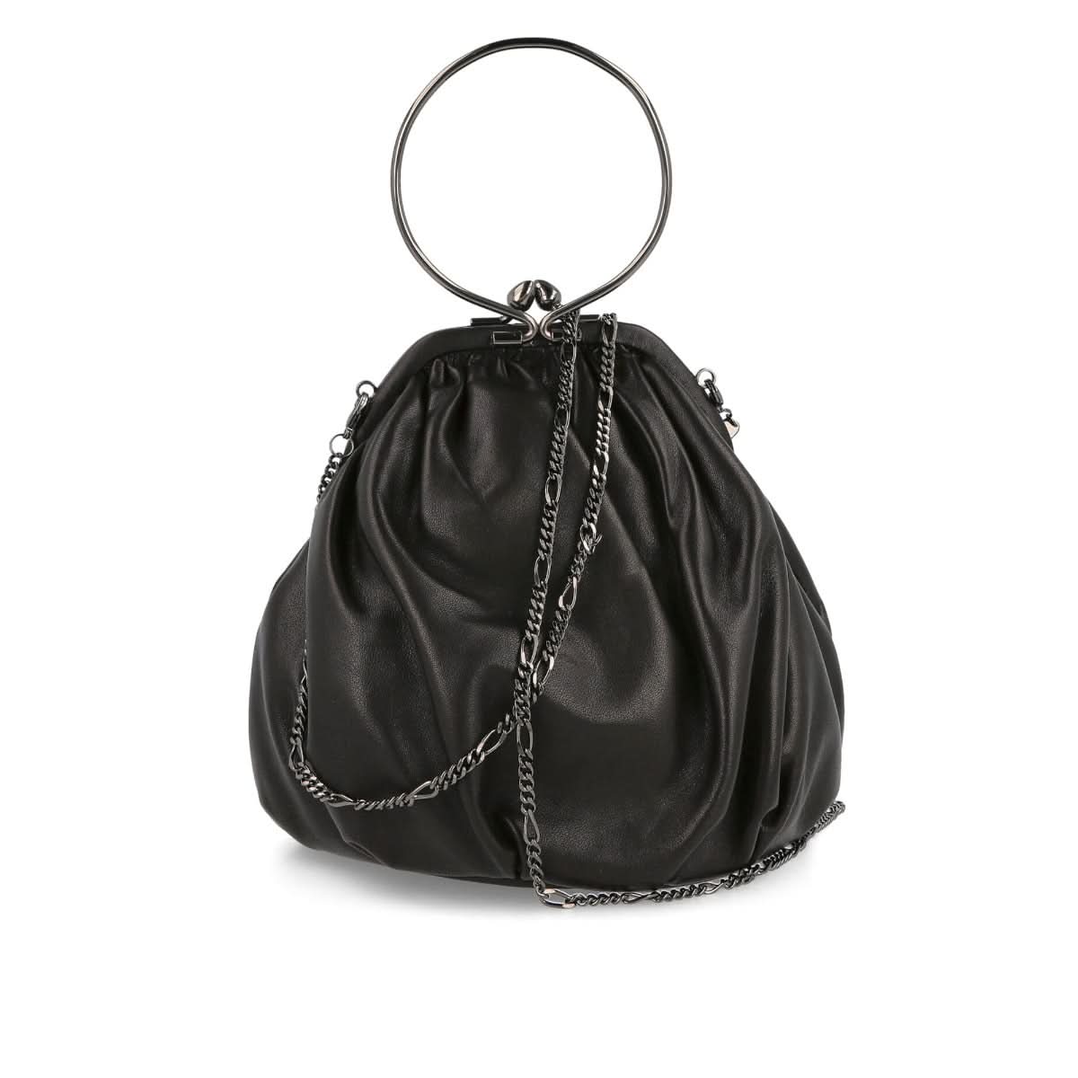Yohji Yamamoto "Discord" Drape Clasp Pouch Black Detail view 4 | Gate