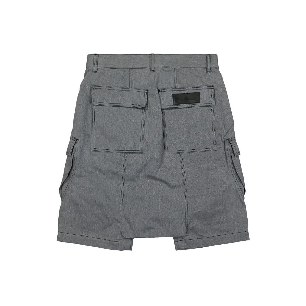 Rick Owens Denim Cargo Shorts Grey Detail view 1 | Gate