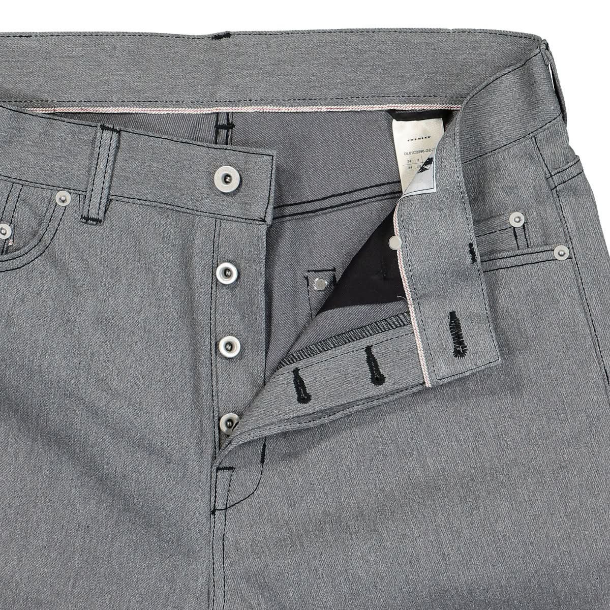 Rick Owens Detroit Cut Denim Pants Grey Detail view 4 | Gate