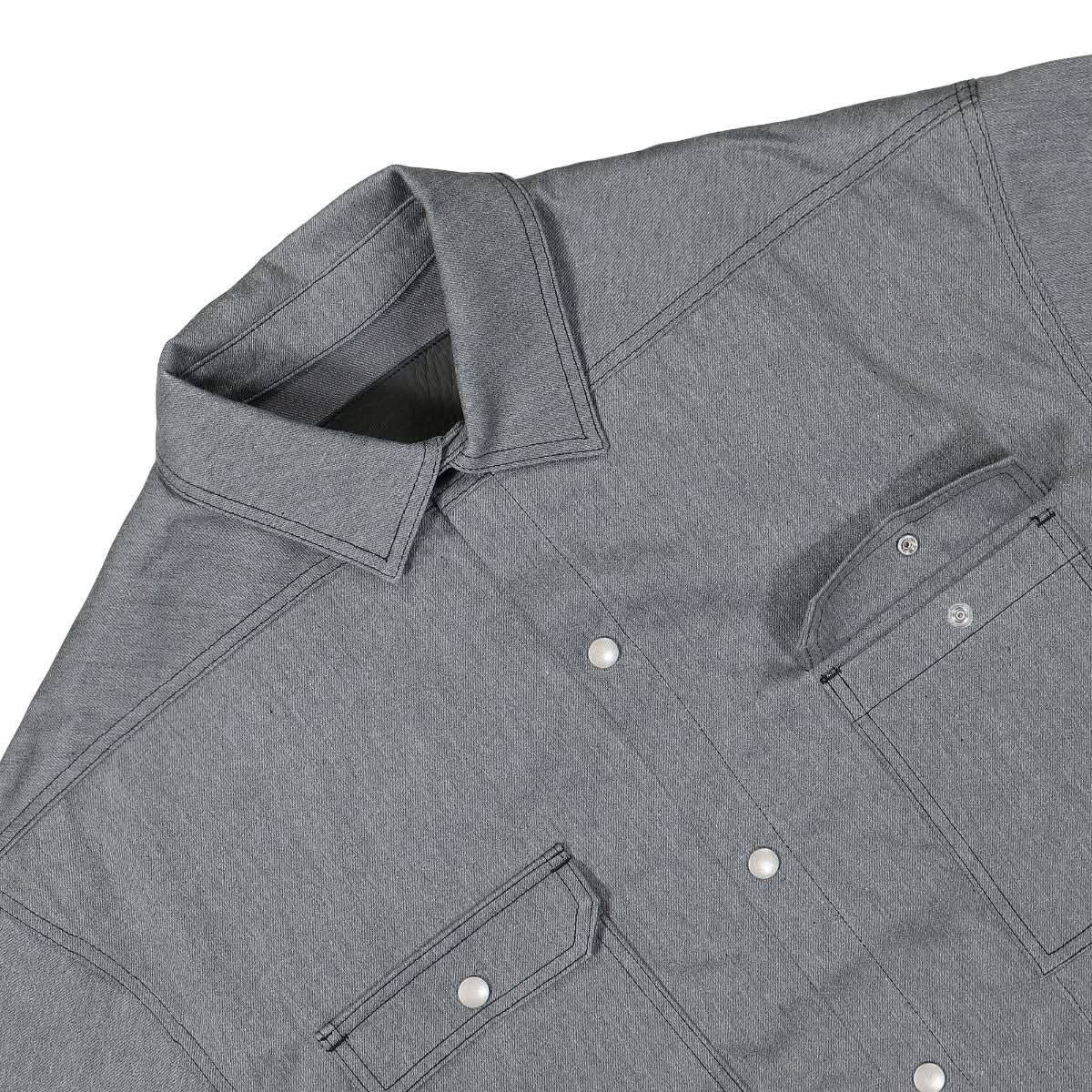 Rick Owens Denim Jumbo Outershirt Grey Detail view 4 | Gate