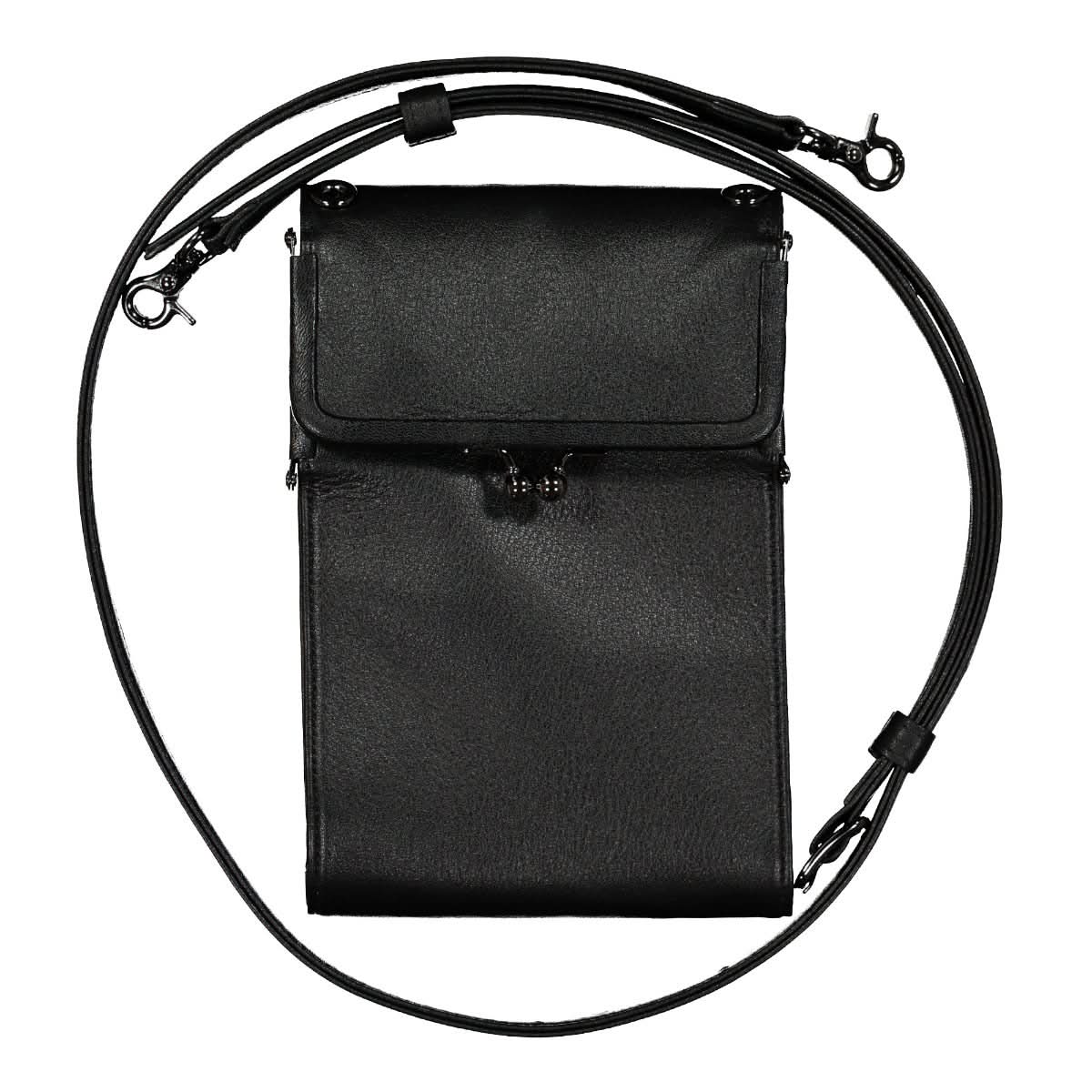 Yohji Yamamoto "Discord" Large Clasp Wallet Shoulder Bag Black Detail view 1 | Gate