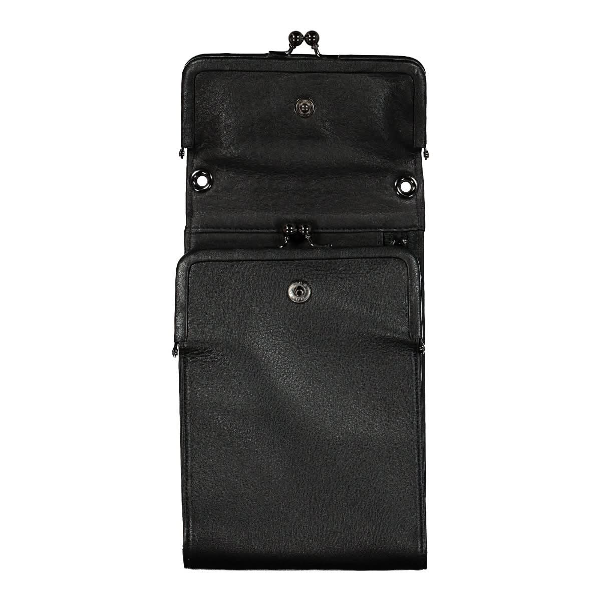 Yohji Yamamoto "Discord" Large Clasp Wallet Shoulder Bag Black Detail view 3 | Gate