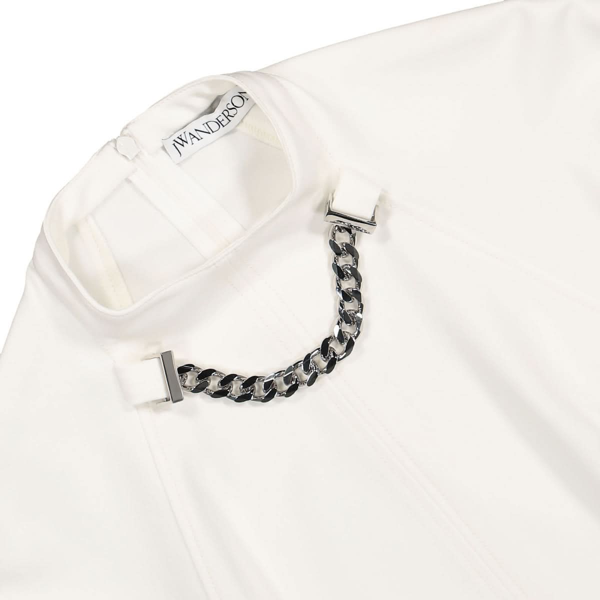 JW Anderson Neck Chain Long Sleeve Dress White Detail view 3 | Gate