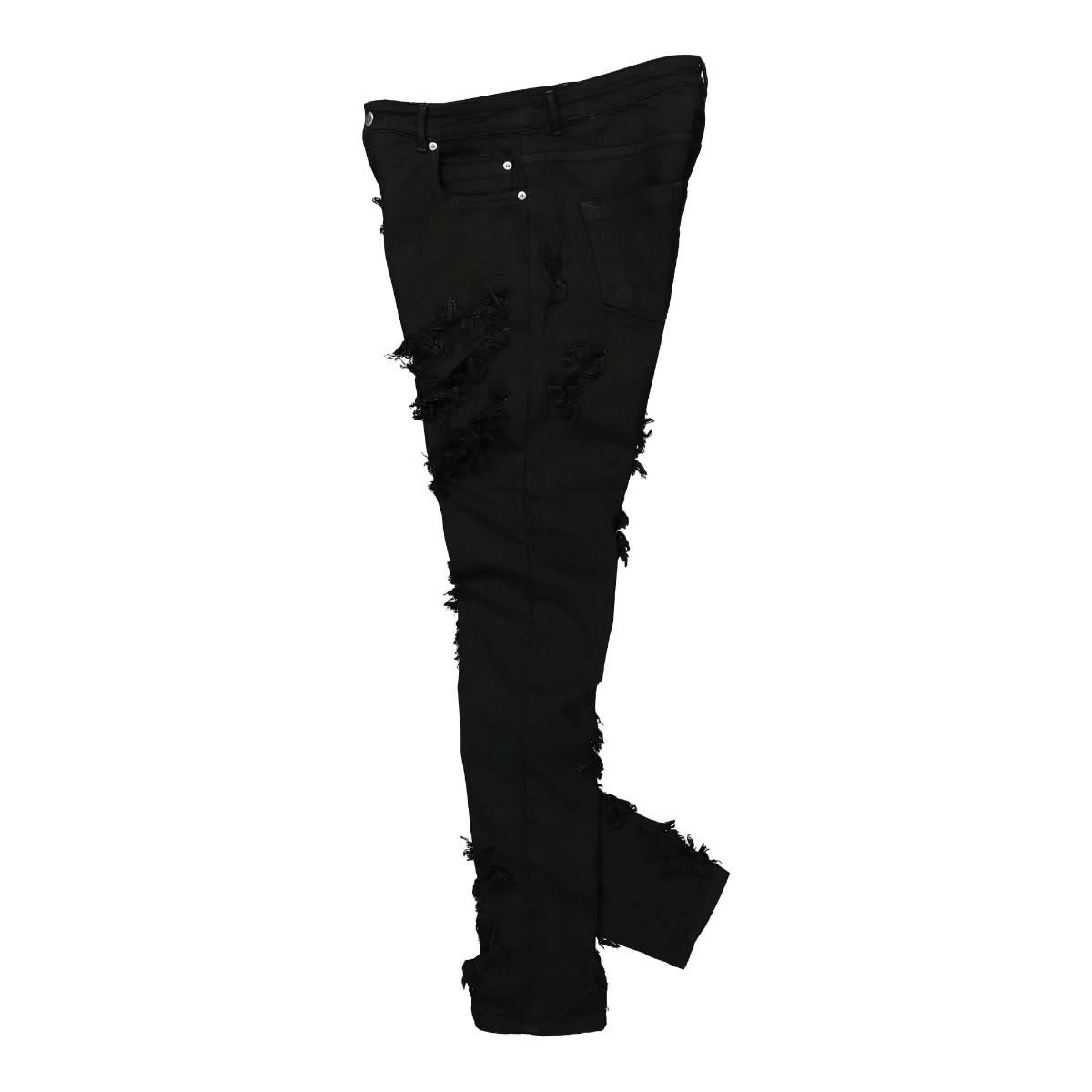 Rick Owens Detroit Cut Denim Pants Black Detail view 3 | Gate