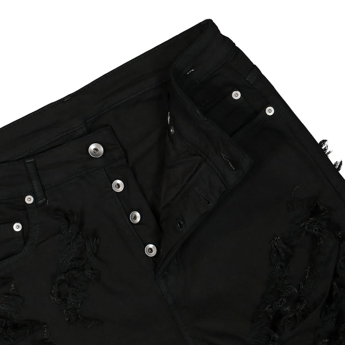 Rick Owens Detroit Cut Denim Pants Black Detail view 4 | Gate