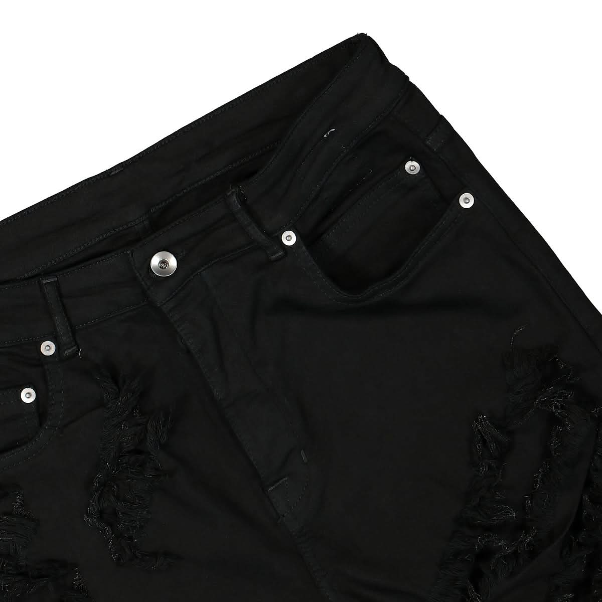 Rick Owens Detroit Cut Denim Pants Black Detail view 5 | Gate