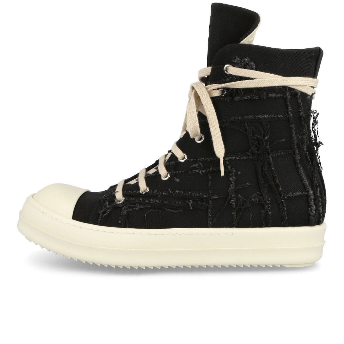 Rick Owens Slashed Denim Sneaks Black Sneaker Detail view 1 | Gate