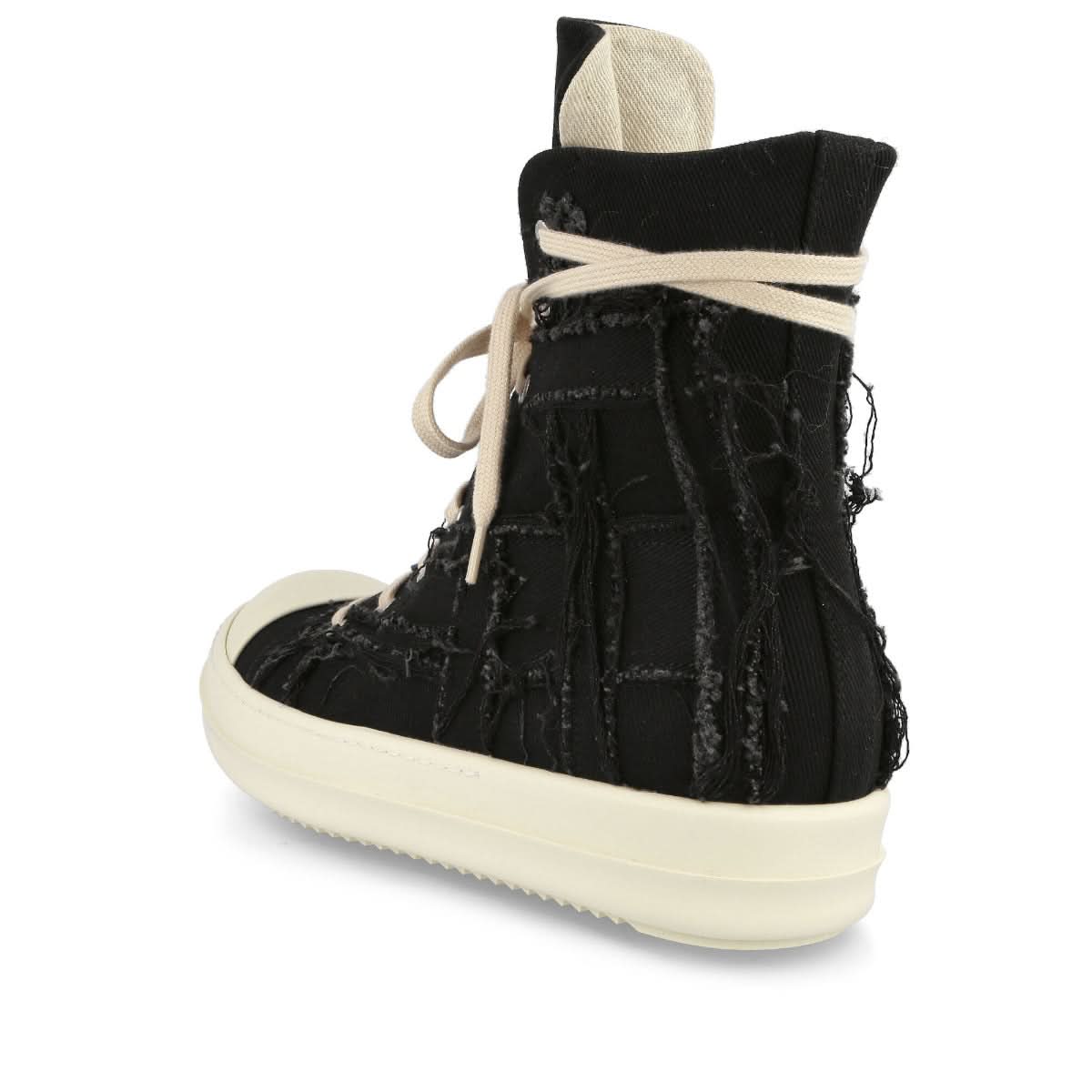 Rick Owens Slashed Denim Sneaks Black Sneaker Detail view 3 | Gate