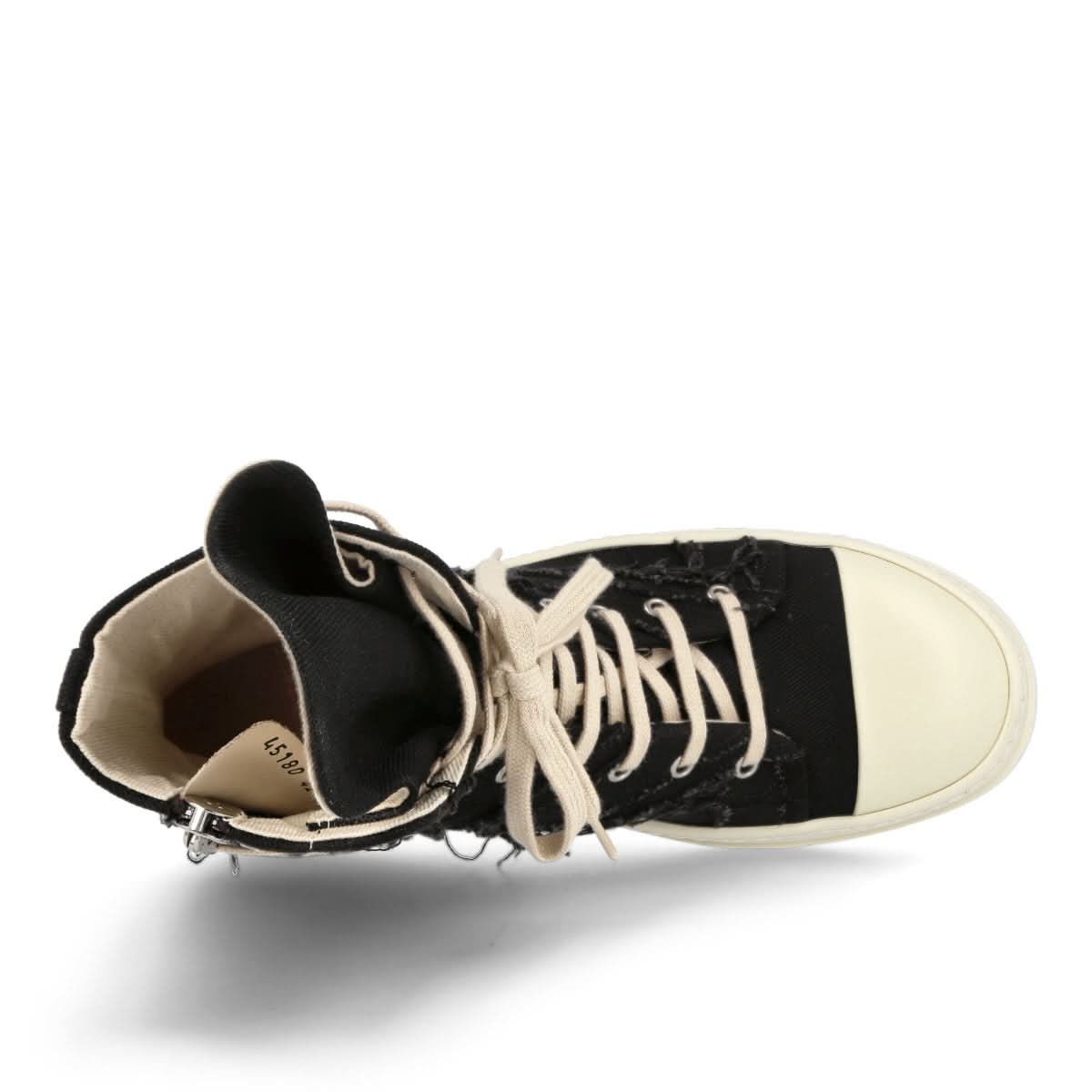 Rick Owens Slashed Denim Sneaks Black Sneaker Detail view 5 | Gate