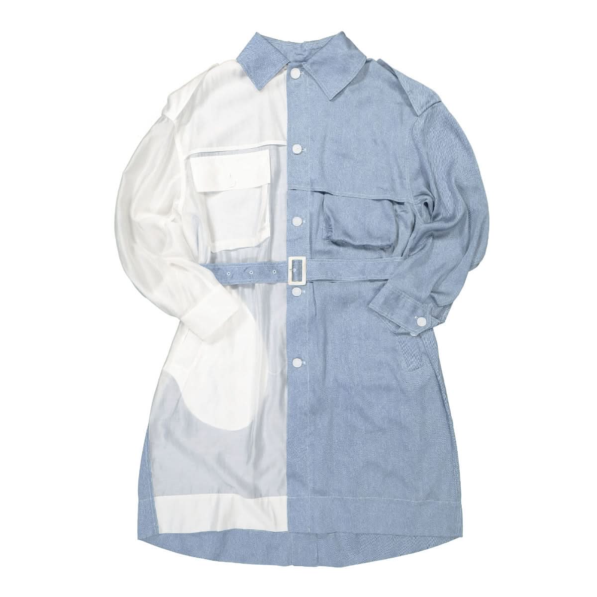 Feng Chen Wang Long Two Tone Coat Grey,Blue Detail view 1 | Gate