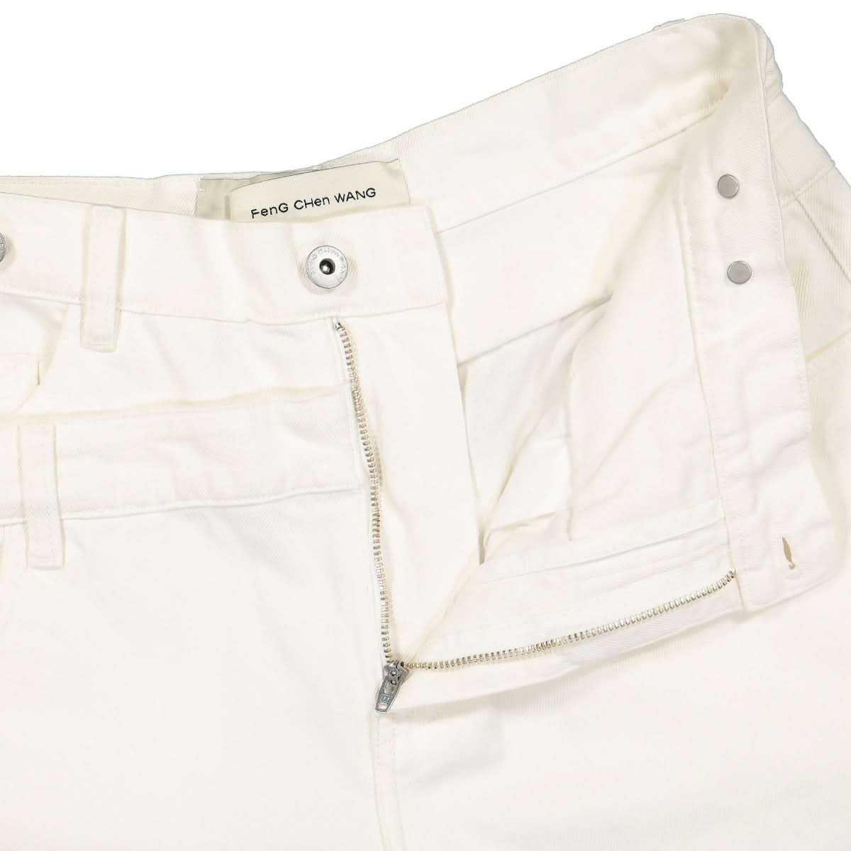Feng Chen Wang Double Waistband Jeans White Detail view 4 | Gate