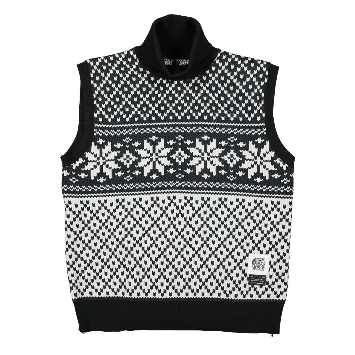 Fumito Ganryu Ensemble Turtleneck Vest Black,White Detail view 1 | Gate