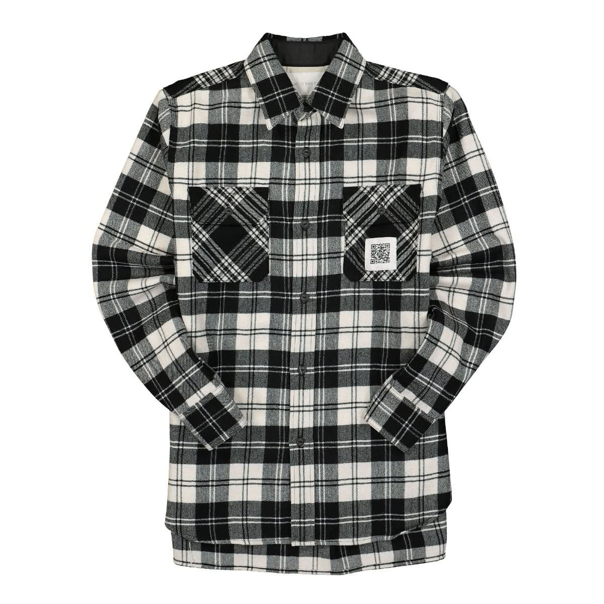 Fumito Ganryu Pleated Flannel Shirt Black,White Detail view 1 | Gate