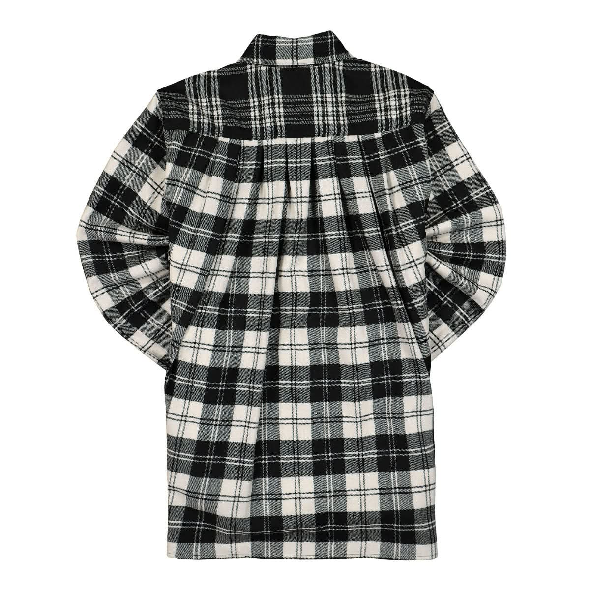 Fumito Ganryu Pleated Flannel Shirt Black,White Detail view 2 | Gate
