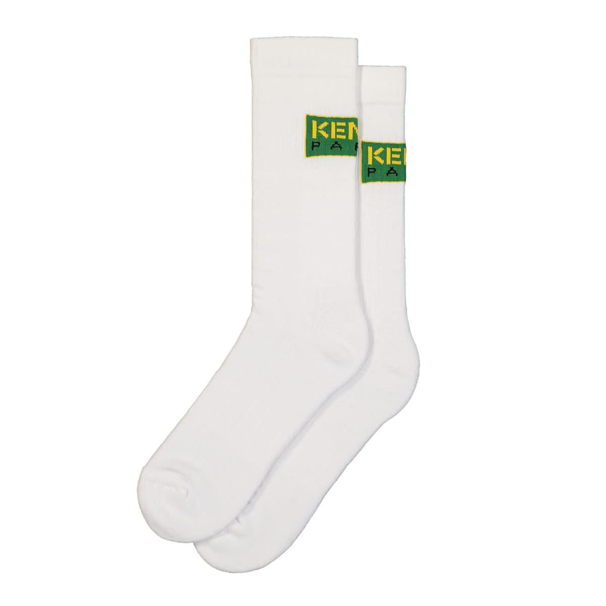 KENZO Logo Embroidered Patch Socks White,Green Detail view 1 | Gate