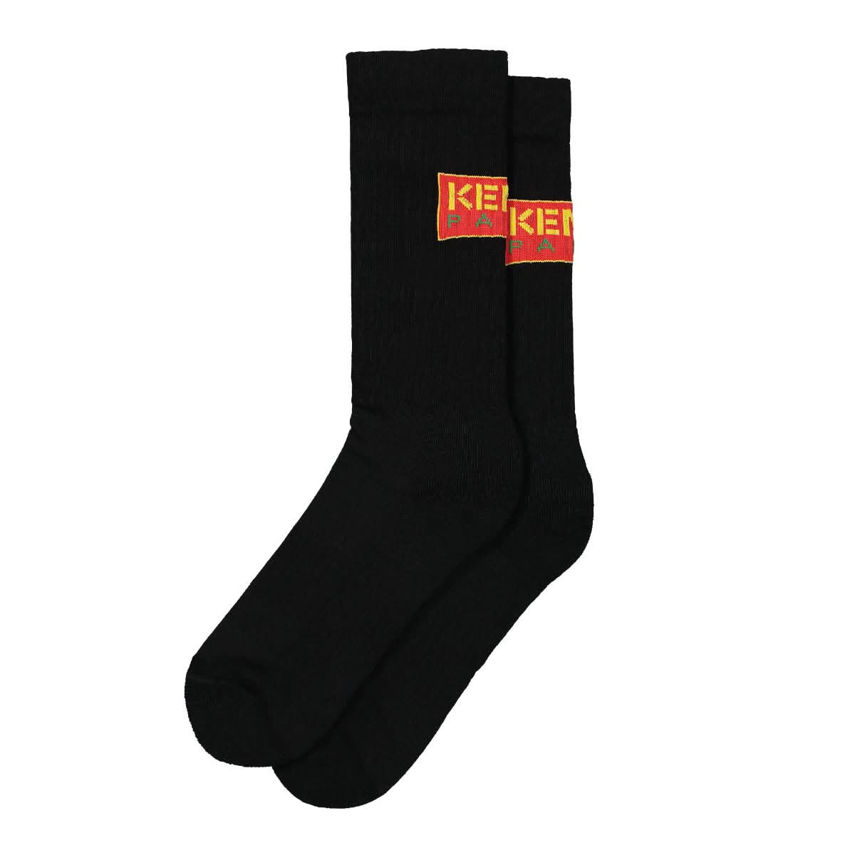 KENZO Logo Embroidered Patch Socks Black Detail view 1 | Gate