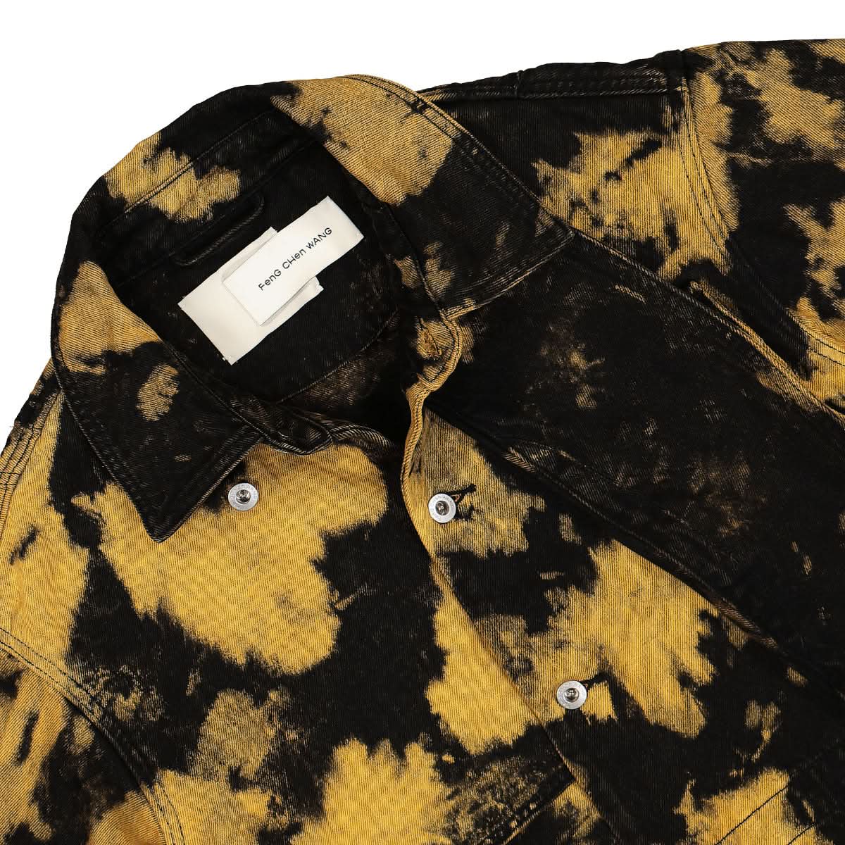 Feng Chen Wang Tie-Dye Denim Jacket Black,Yellow Detail view 3 | Gate