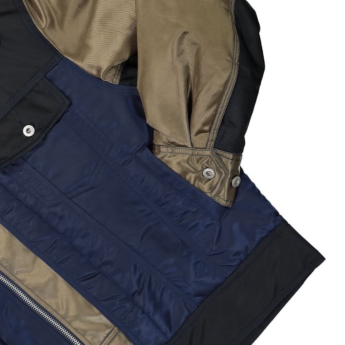 Feng Chen Wang Deconstructed Nylon Panelled Jacket Multicolor Detail view 5 | Gate