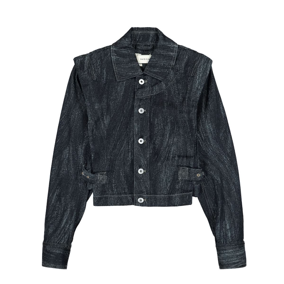 Feng Chen Wang Jacquard Denim Jacket Blue Detail view 1 | Gate