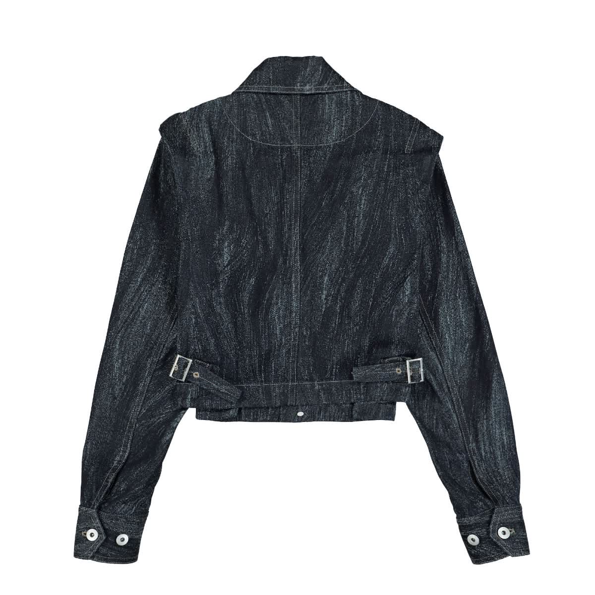 Feng Chen Wang Jacquard Denim Jacket Blue Detail view 2 | Gate