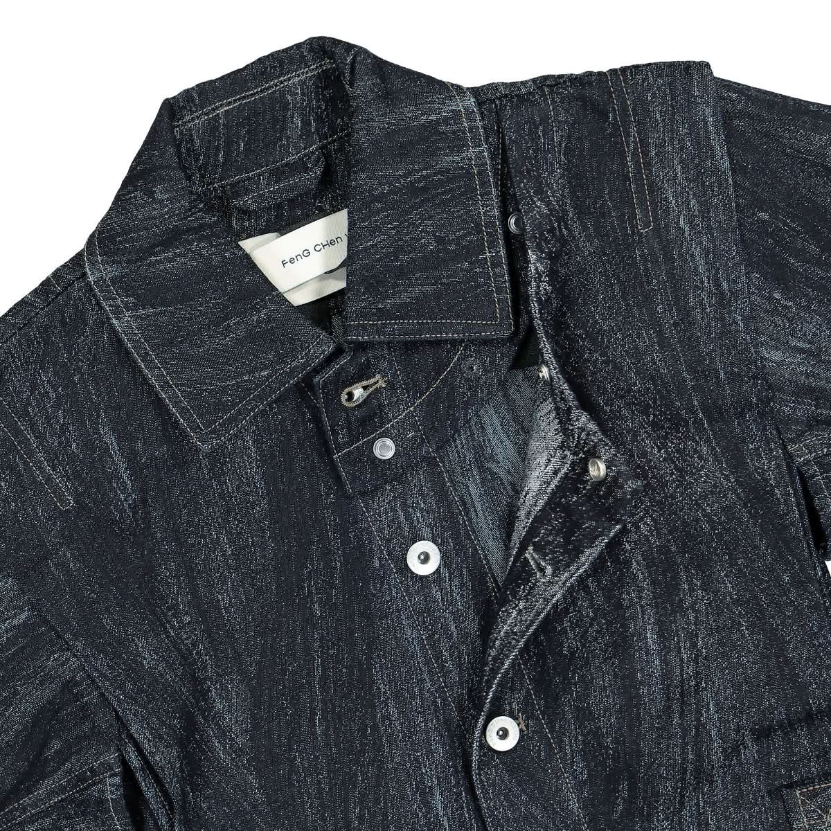 Feng Chen Wang Jacquard Denim Jacket Blue Detail view 3 | Gate