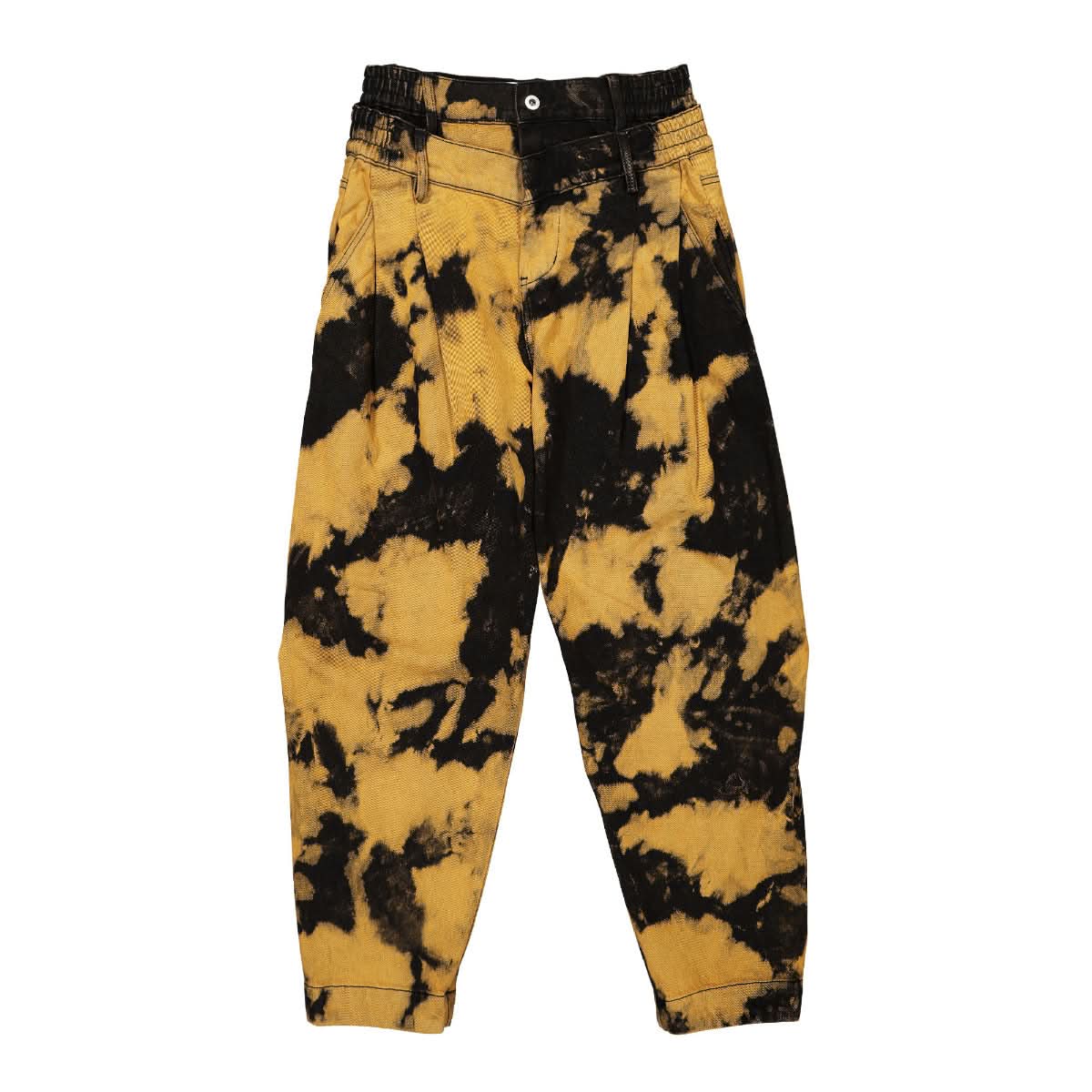 Feng Chen Wang Denim Tie-Dye Double Waistband Jeans Black,Orange Detail view 1 | Gate