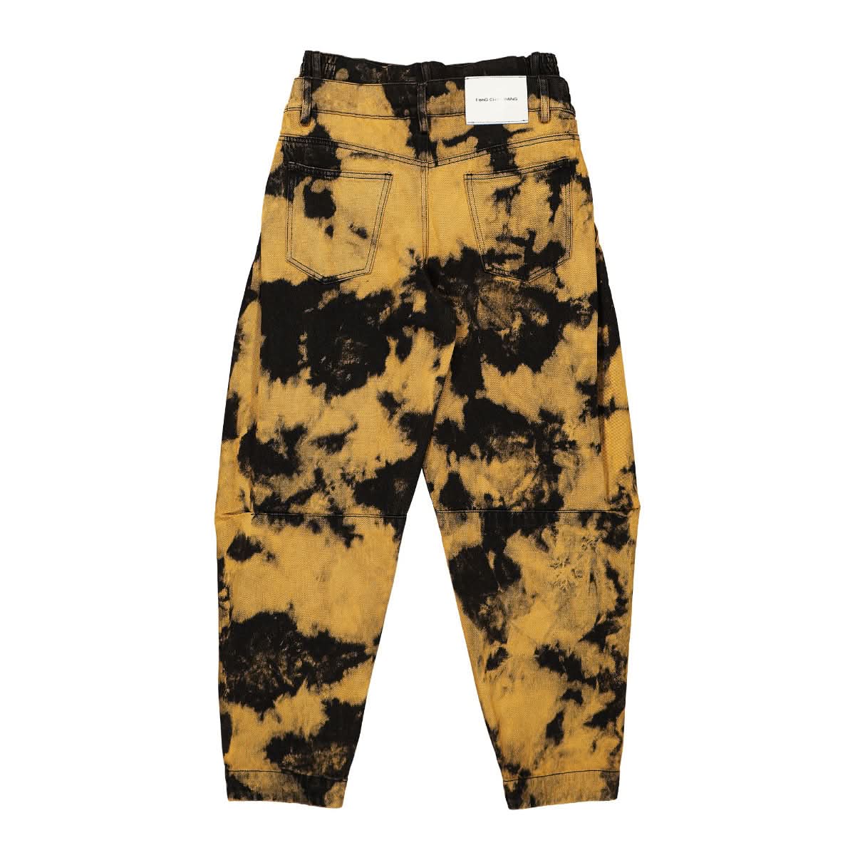 Feng Chen Wang Denim Tie-Dye Double Waistband Jeans Black,Orange Detail view 2 | Gate