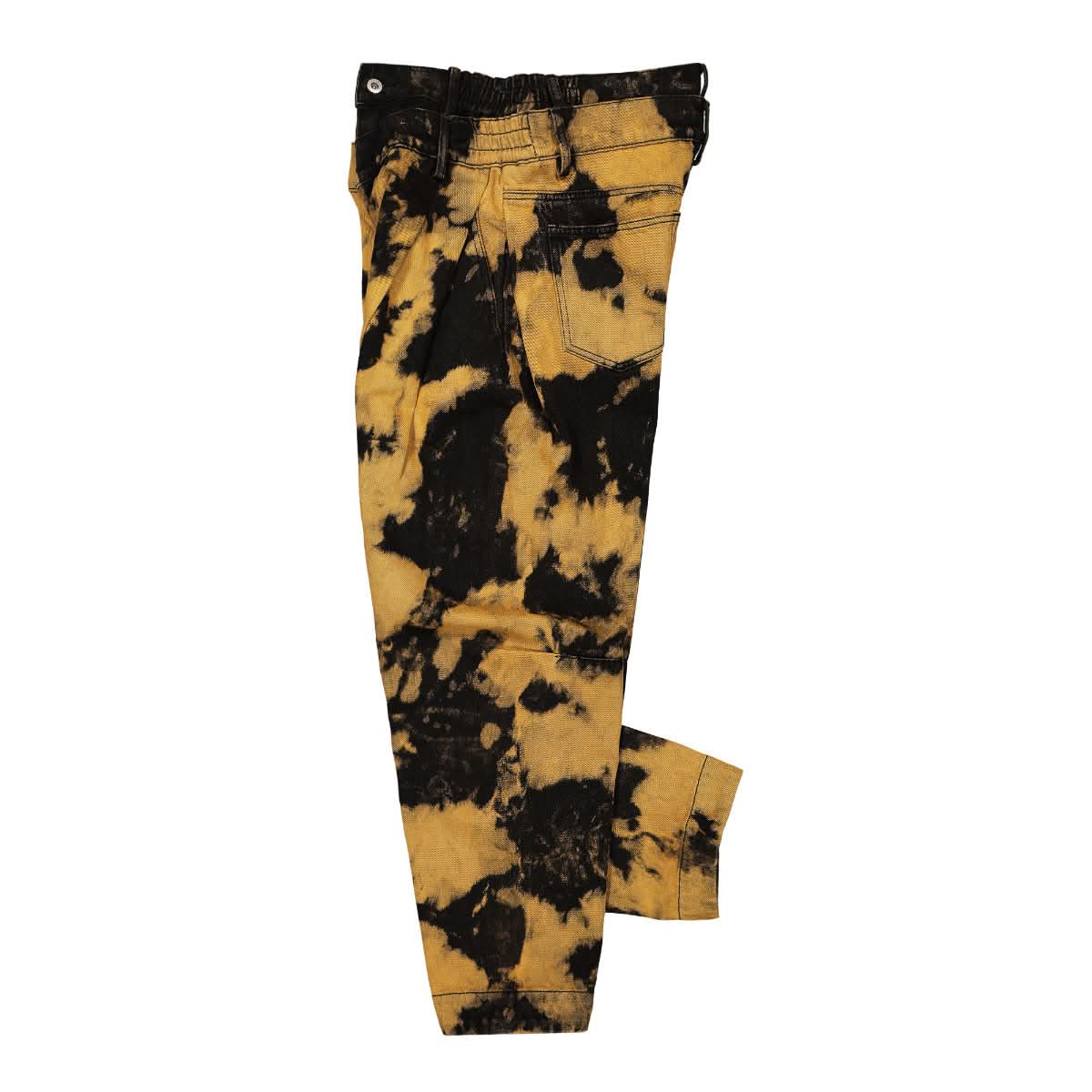 Feng Chen Wang Denim Tie-Dye Double Waistband Jeans Black,Orange Detail view 3 | Gate