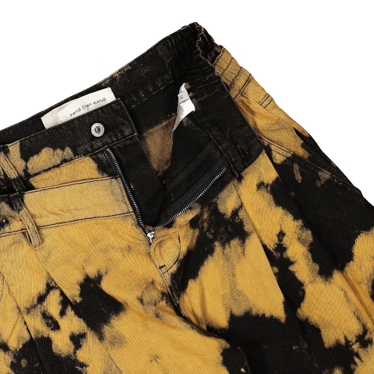 Feng Chen Wang Denim Tie-Dye Double Waistband Jeans Black,Orange Detail view 4 | Gate