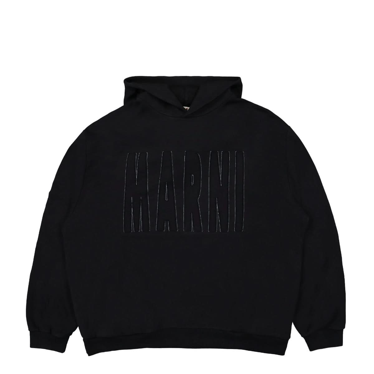 Marni Embroidered Logo Hooded Sweatshirt Black Detail view 1 | Gate