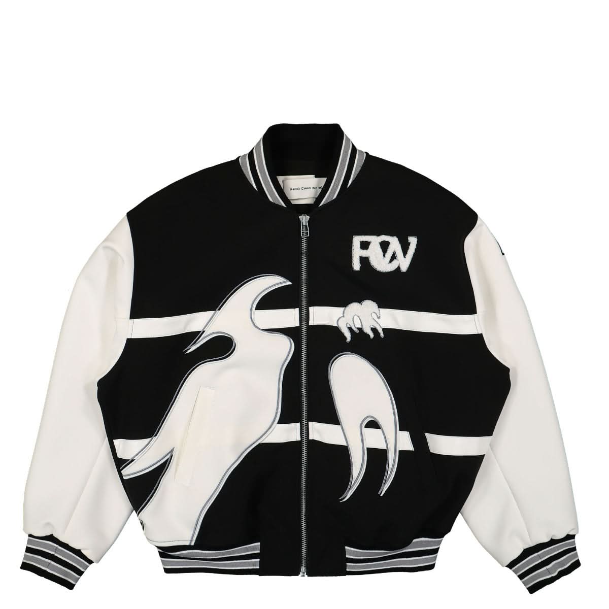 Feng Chen Wang Phoenix Embroidered Bomber Black,White Detail view 1 | Gate
