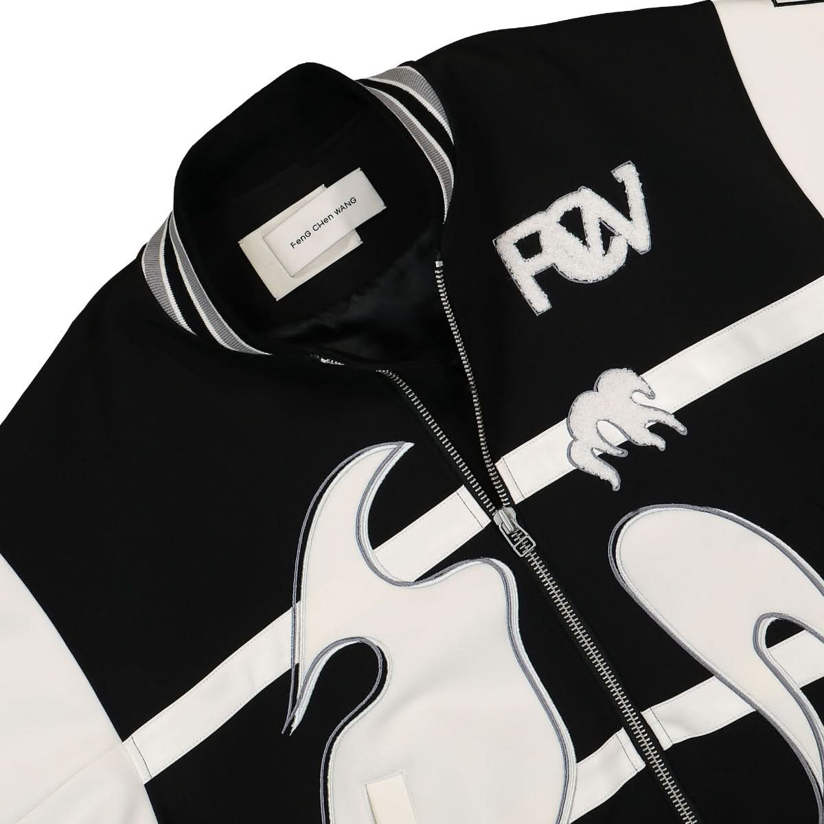 Feng Chen Wang Phoenix Embroidered Bomber Black,White Detail view 3 | Gate