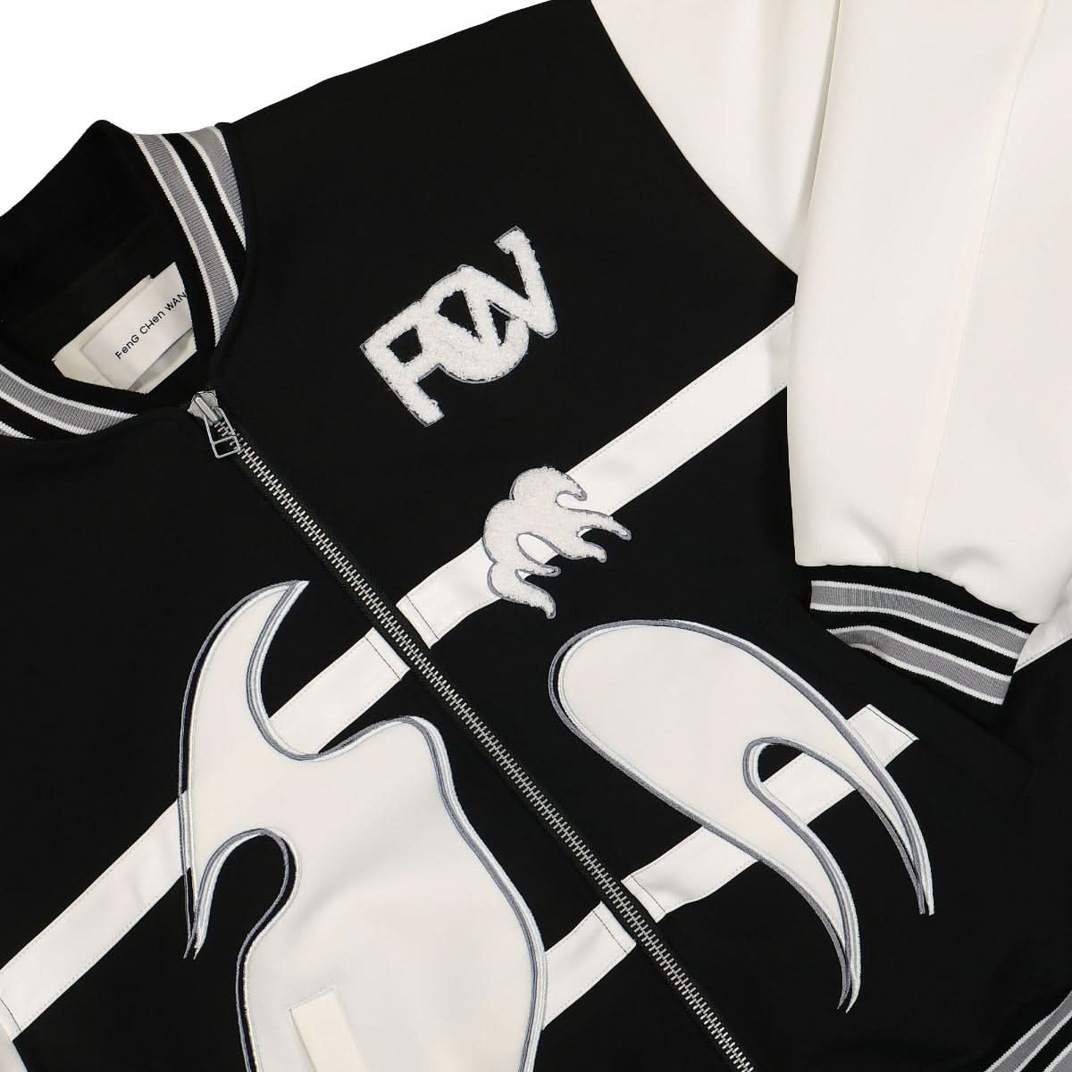 Feng Chen Wang Phoenix Embroidered Bomber Black,White Detail view 4 | Gate
