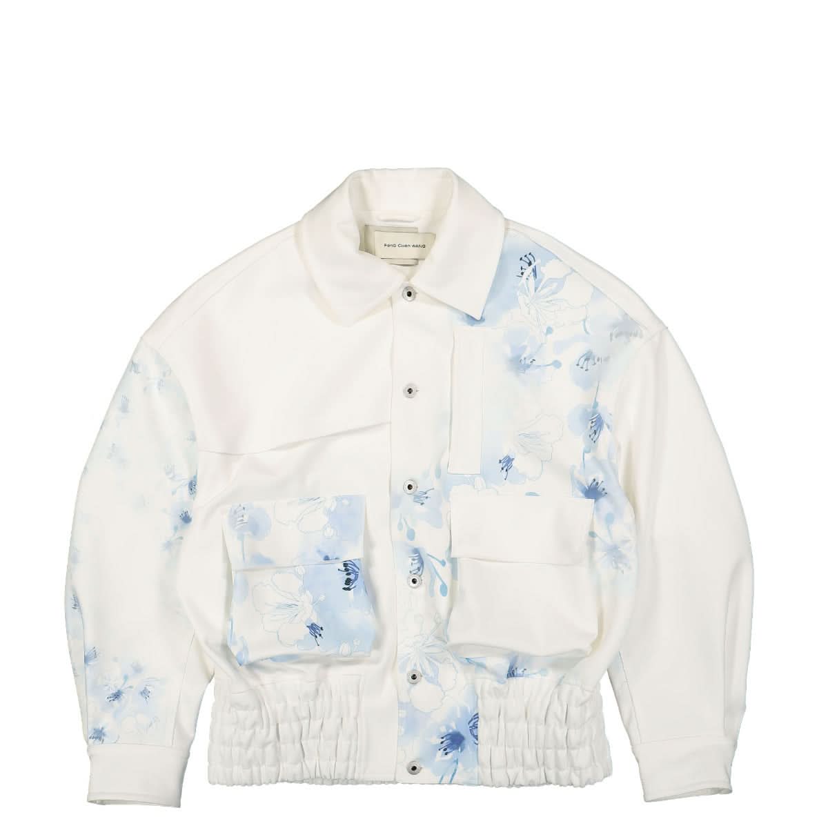 Feng Chen Wang Blue Printing Jacket White,Blue Detail view 1 | Gate