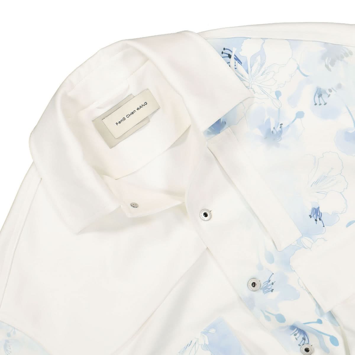 Feng Chen Wang Blue Printing Jacket White,Blue Detail view 3 | Gate