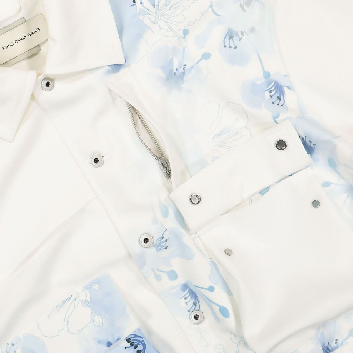 Feng Chen Wang Blue Printing Jacket White,Blue Detail view 4 | Gate