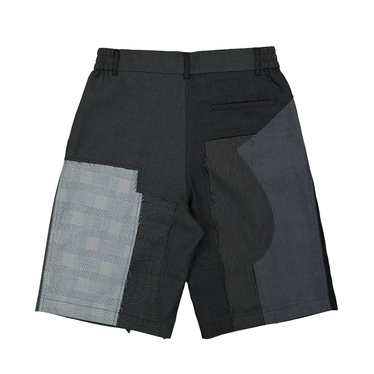 Feng Chen Wang Wool Patchwork Shorts Grey Detail view 2 | Gate