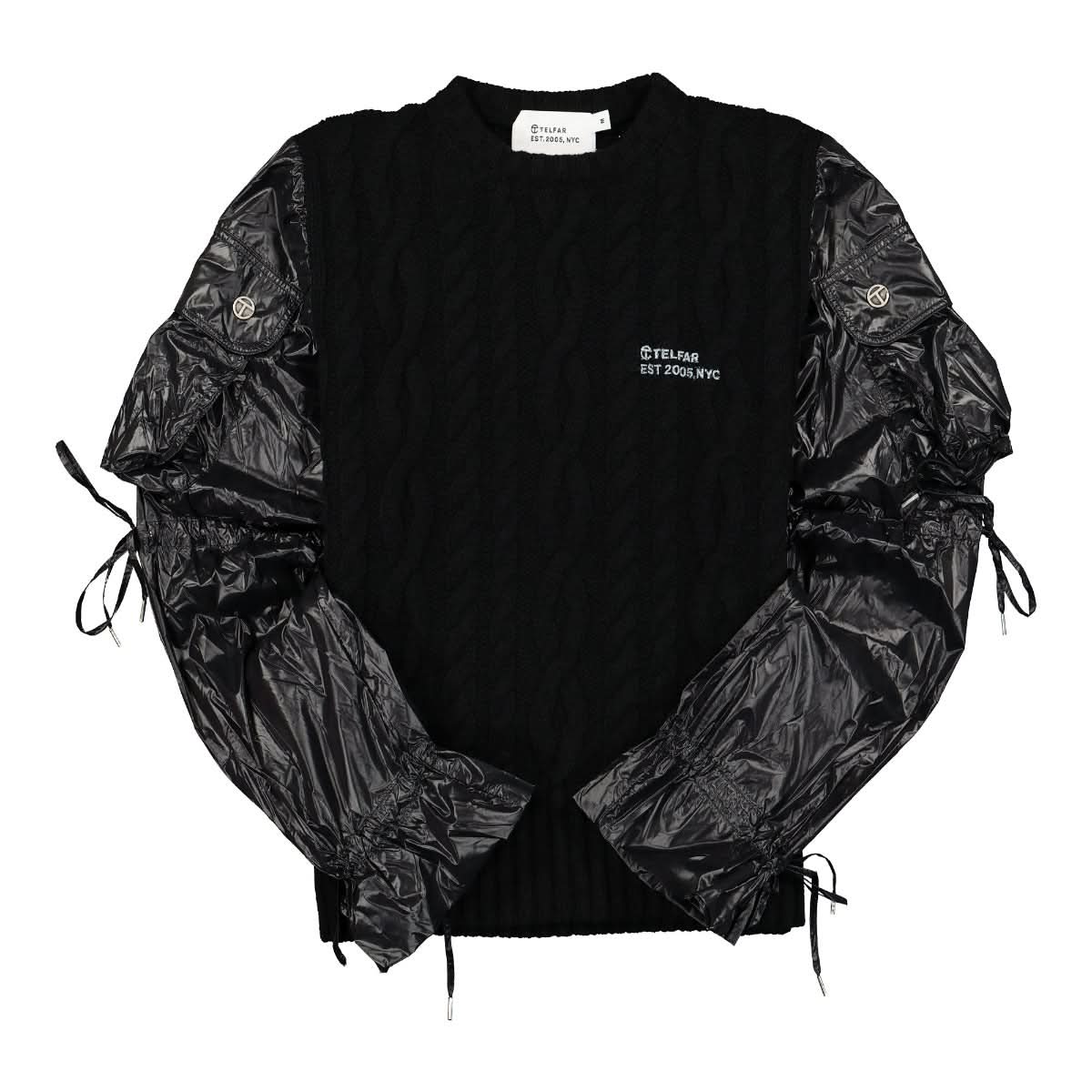 Telfar Knit Cargo Sleeve Sweater Black Detail view 1 | Gate