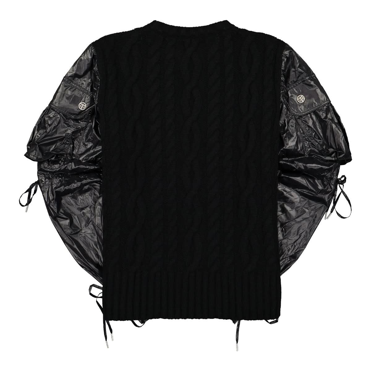 Telfar Knit Cargo Sleeve Sweater Black Detail view 1 | Gate