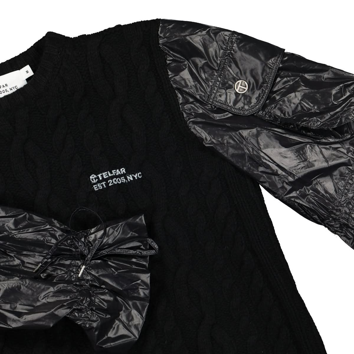 Telfar Knit Cargo Sleeve Sweater Black Detail view 3 | Gate