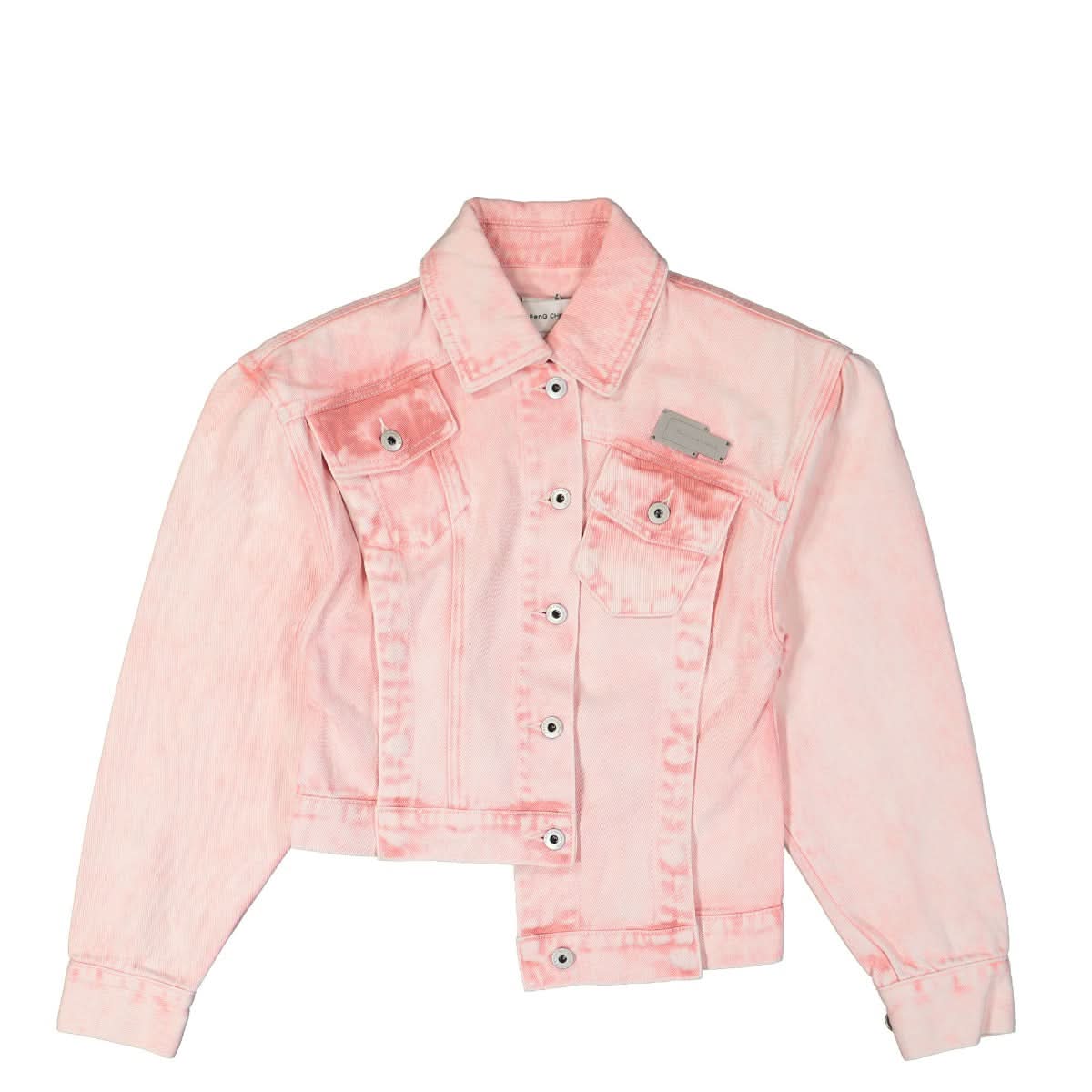 Feng Chen Wang Deconstructed Denim Jacket Pink Detail view 1 | Gate