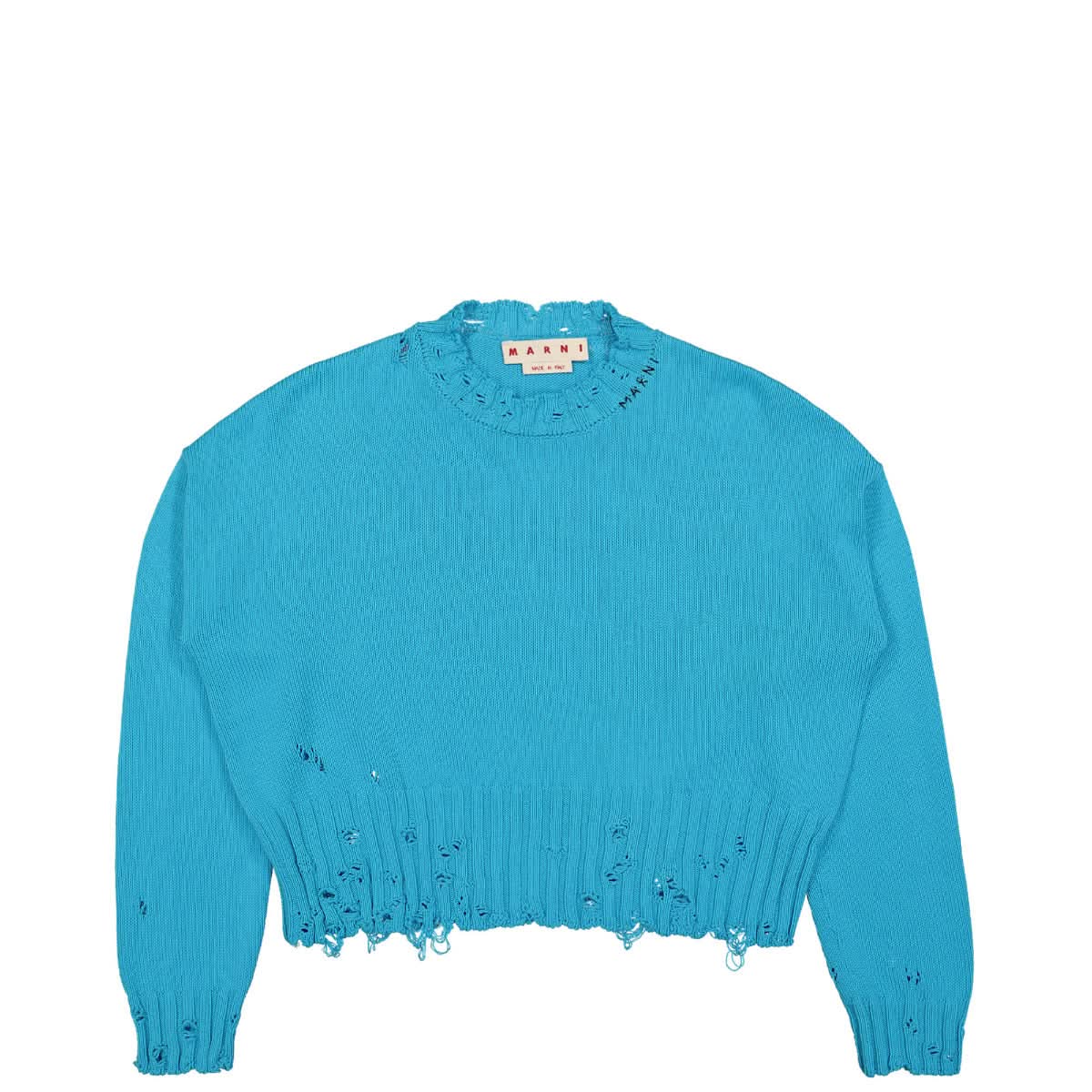 Marni Crew Neck L/S Sweater Blue Detail view 1 | Gate