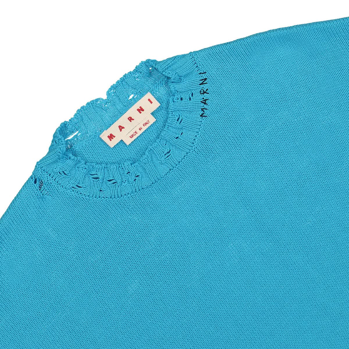 Marni Crew Neck L/S Sweater Blue Detail view 3 | Gate