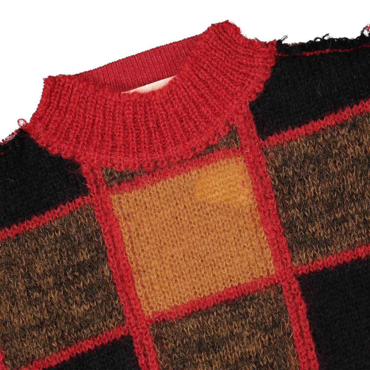 Marni Iconic Half and Half Check Roundneck Sweater Multicolor Detail view 3 | Gate