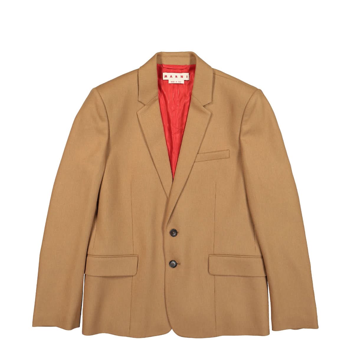 Marni Compact Wool Flannel Jacket Brown Detail view 1 | Gate