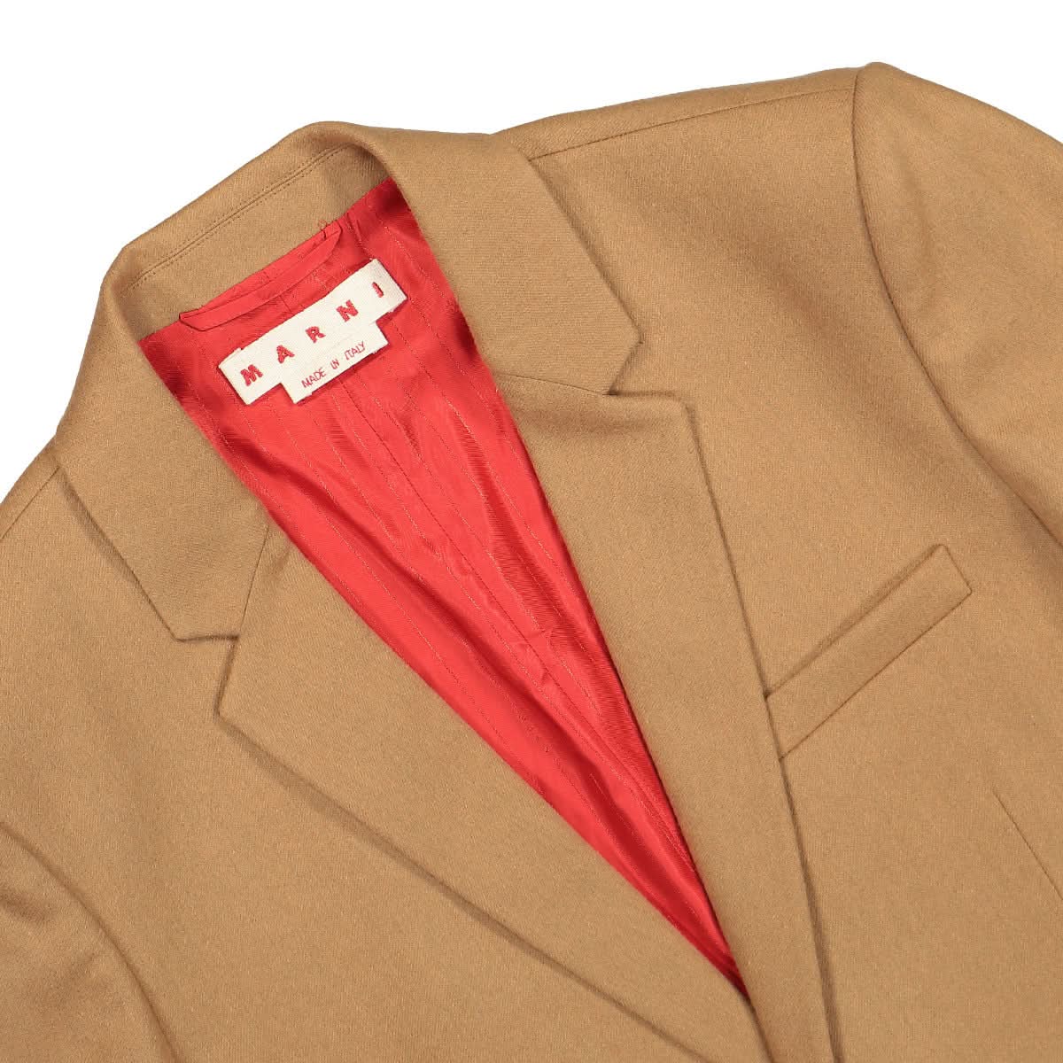 Marni Compact Wool Flannel Jacket Brown Detail view 3 | Gate