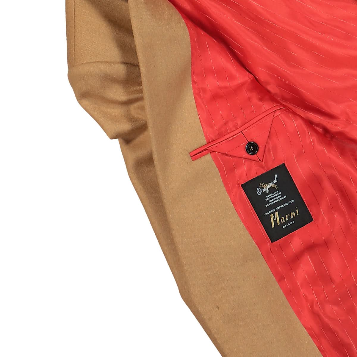 Marni Compact Wool Flannel Jacket Brown Detail view 5 | Gate