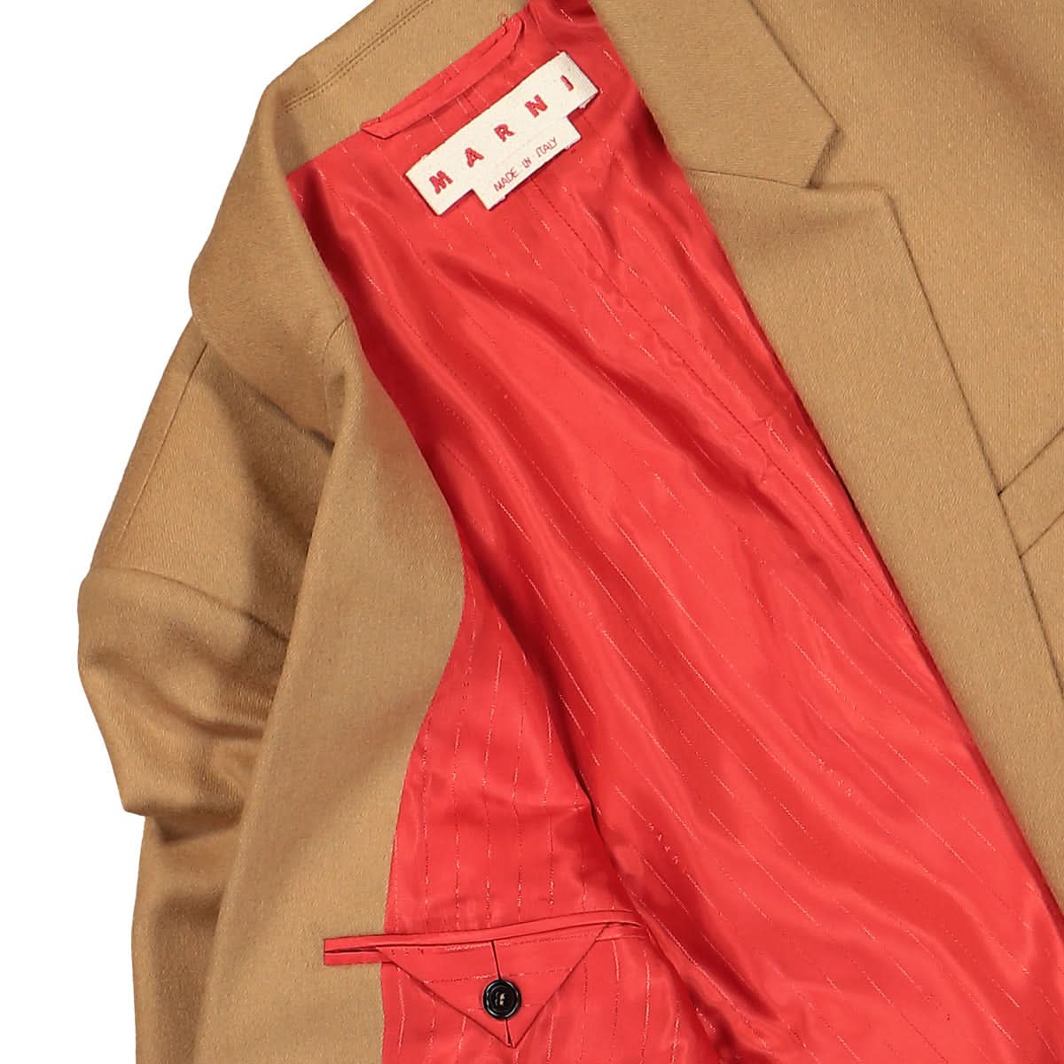Marni Compact Wool Flannel Jacket Brown Detail view 4 | Gate