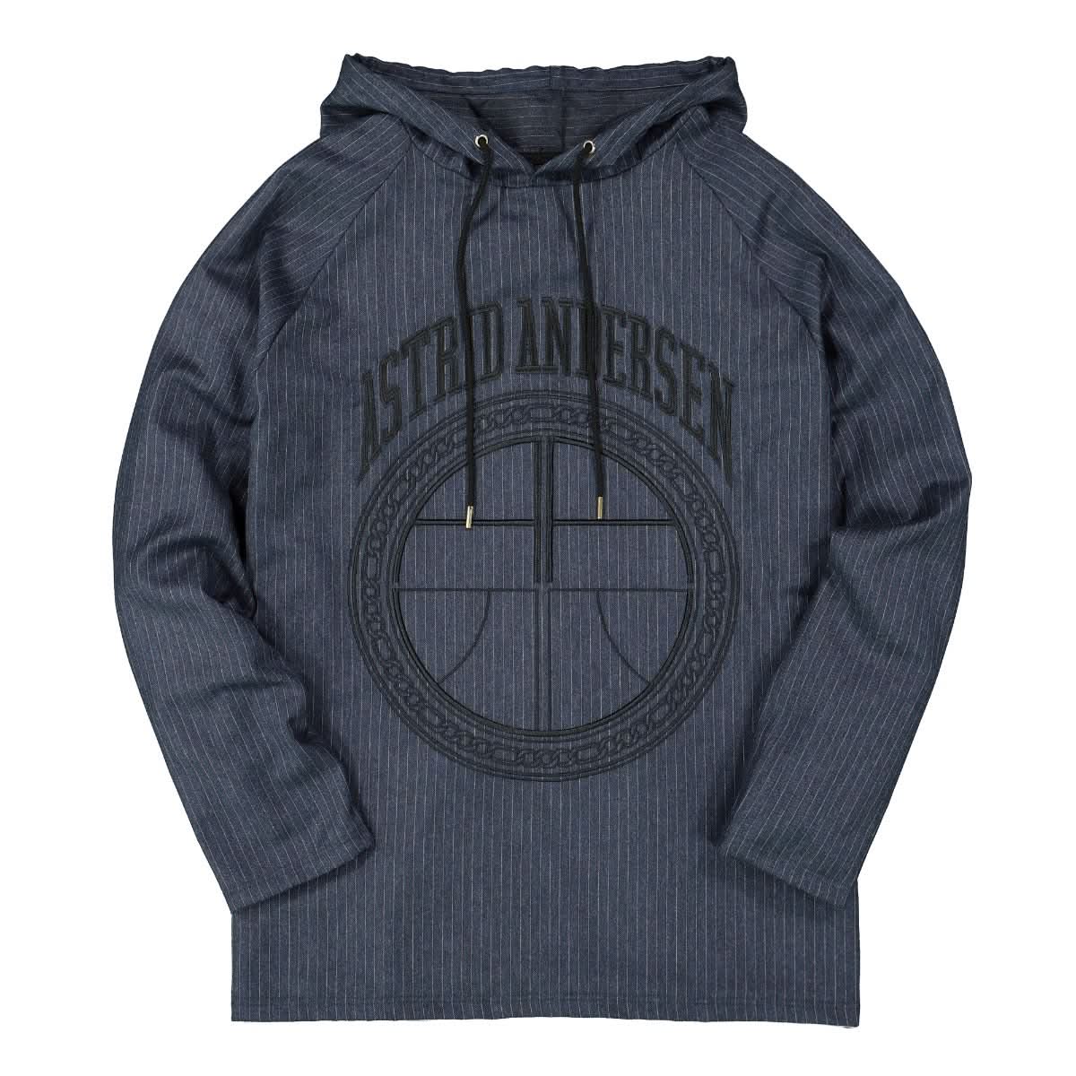 Astrid Andersen Classic Pinstripe Hoodie Blue Detail view 1 | Gate