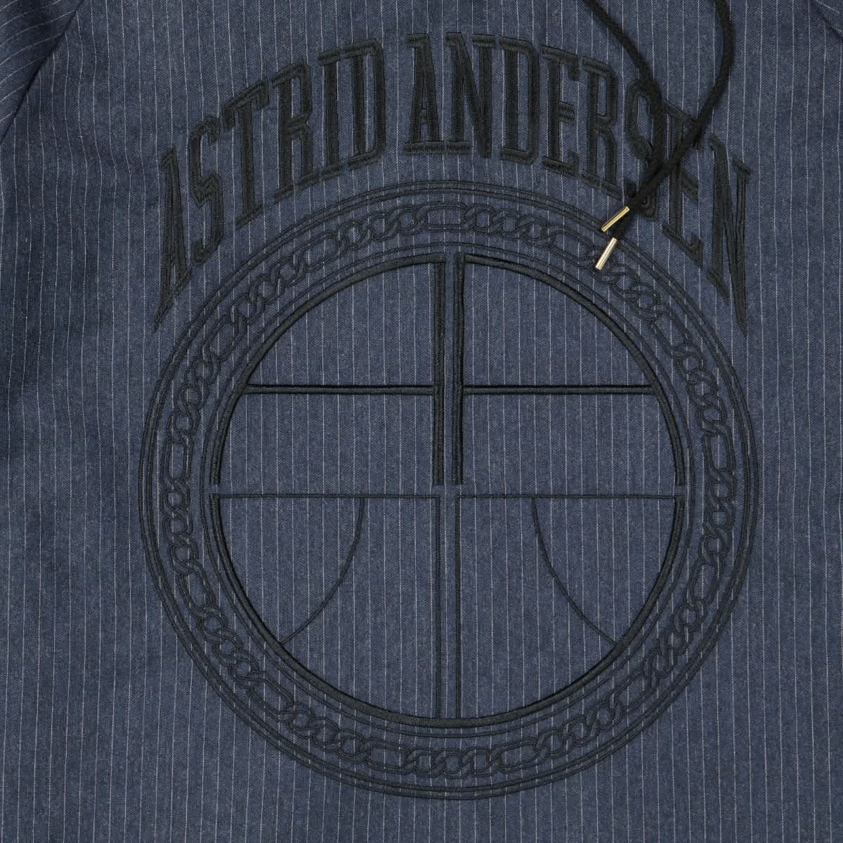Astrid Andersen Classic Pinstripe Hoodie Blue Detail view 3 | Gate